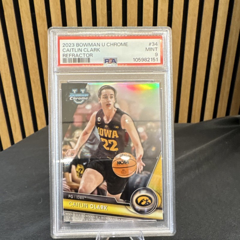 Bowman 2023 Bowman U Chrome Caitlin Clark Iowa Hawkeyes #34 Refractor PSA 9