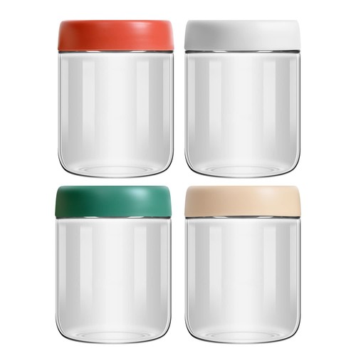 4-Pack Overnight Oats Containers with Lids 16oz Glass Mason Jars Meal Prep Sa...