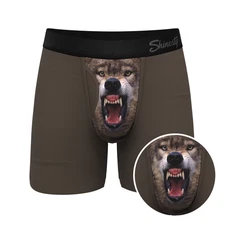 Shinesty "The Grey's Growl" Wolf Ball Hammock® Pouch Boxer Briefs (With Fly)