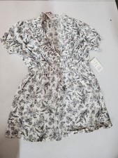 Women's Size Large At Last Black and White Floral Top NWT