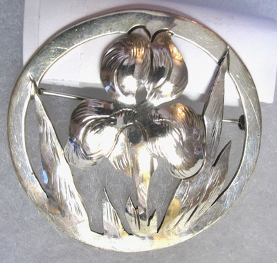 Vintage Sterling Brooch by E.A. Day - Lily and Leaves - very nice