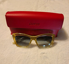 GUESS Women’s Oversized Square Sunglasses Yellow Plastic Frame Gray Tinted