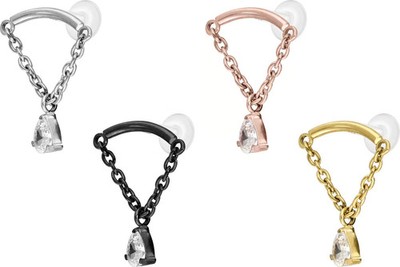 PIERCINGLINE  Piercing Stecker PTFE Labret mit Gewinde + Titan-Aufsatz