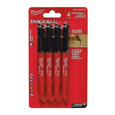 Milwaukee - INKZALL Marker schwarz - 4 Stück 1 Stück (1er Pack), 