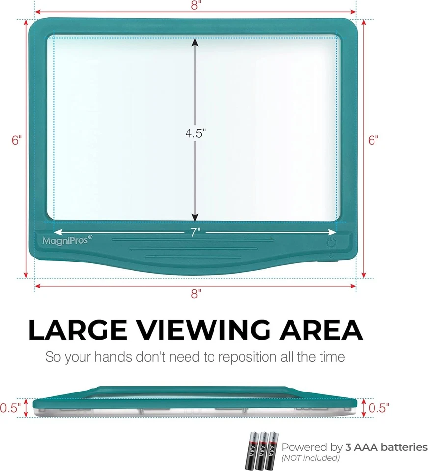 Lupa de página LED 5X grande para leitura luz antirreflexo para idosos baixa visão - Imagem 4 de 4