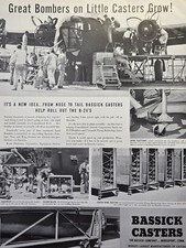 Bassick Casters Bridgeport CT B-24 Great Bombers Roll Out Vintage Print Ad 1942