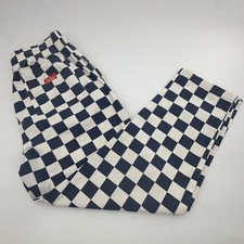 Cookman Good Chefs Wear Blue White Checkered Pants Drawstring Elastic Waste