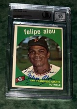 FELIPE ALOU SIGNED CARD 1959 TOPPS ROOKIE CARD  BECKETT AUTHENTIC BAS 10 AUTO