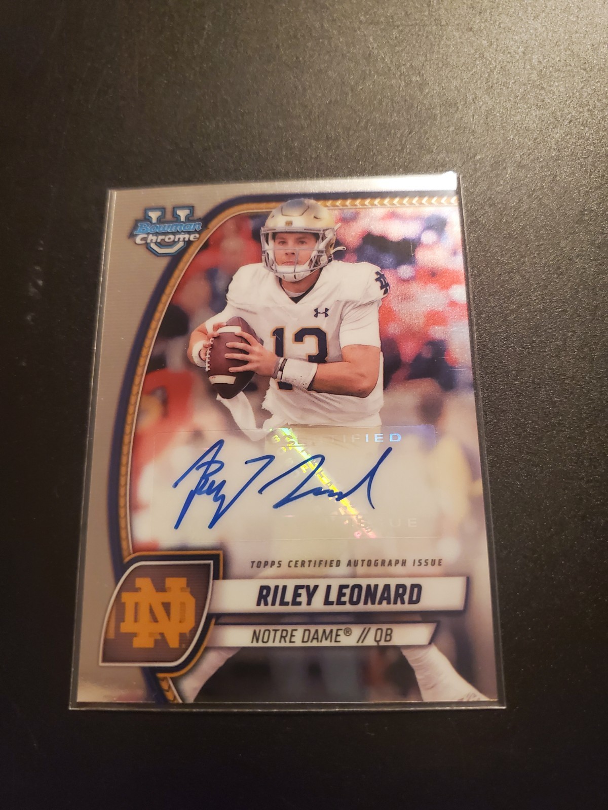 2024 Bowman University Chrome Riley Leonard Auto Indianapolis Colts Notre Dame
