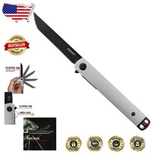 Gentleman's Folding Knife, 3" Tanto Blade, Silver Aluminum, Lifetime