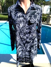 NEW Coolibar UPF 50+ Black Floral Coverup Button Up Beach Shirt S Small Dress