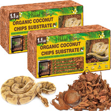 Coco Coir Reptile Substrate 2 Pack Coconut Husk Chips Snake Bedding Brick