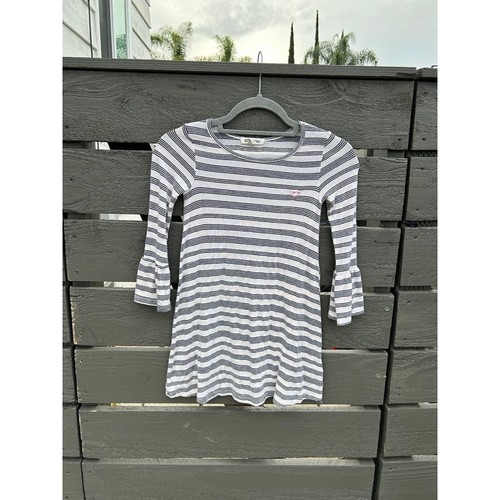Billabong Girl's Striped Knit Shirt Mini Dress with Flared Sleeves sz S