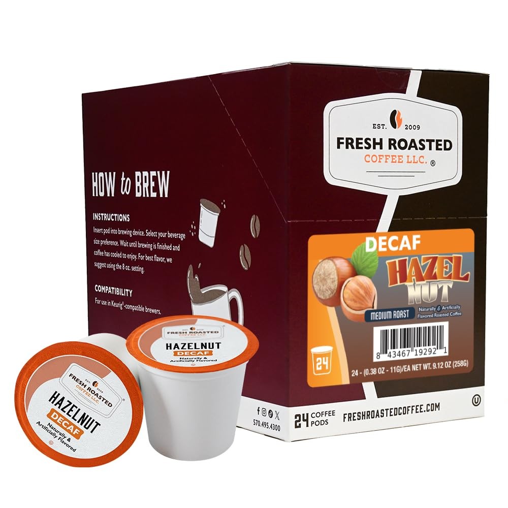 , Decaf Hazelnut, Flavored Coffee Pods, K-Cup Compatible, 24