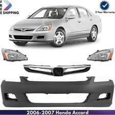 Front Bumper Cover Fascia & Grille Assembly Kit For 2006-2007 Honda Accord