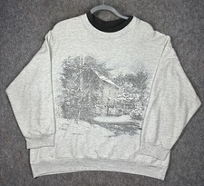 Nutcracker Vintage Christmas Sweatshirt Winter Scene Gray Crewneck Womens XL