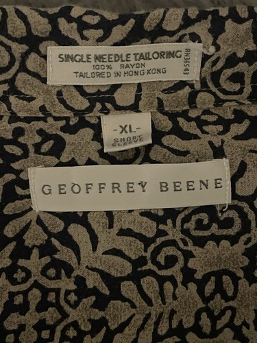 Geoffrey Beene Camp Shirt Men's Extra Large Casual Silky Rayon Blend - Picture 3 of 3