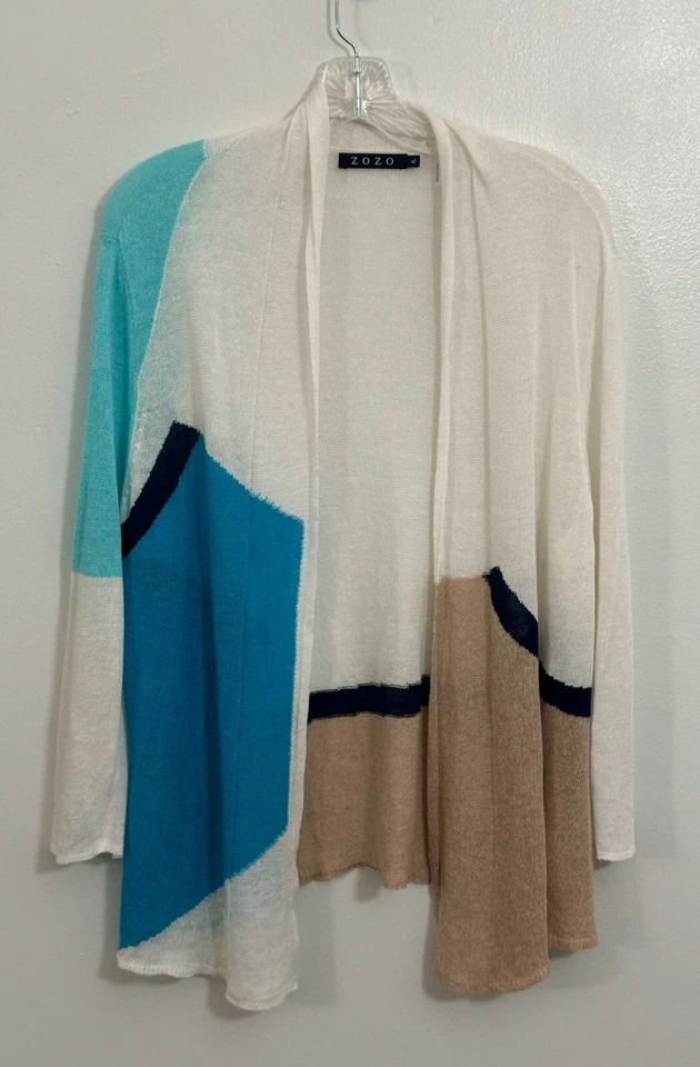 Cárdigan para mujer Artístico Colorblock XL Boho Frente abierto Negro Azul Lagenlook Oficina Foto 4 de 4