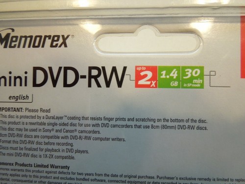 6 x MEMOREX - MINI DVD-RW REWRITABLE 30Min 1.4GB 8cm DVD for DVD CAMCORDER or PC - 第 3/4 張圖片