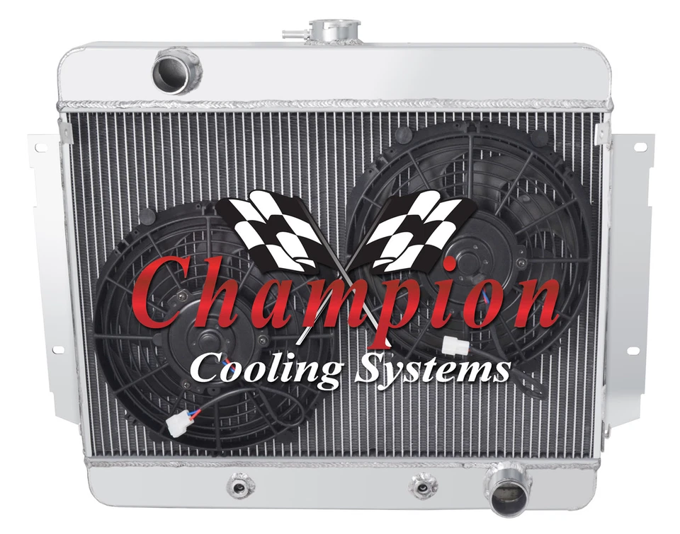 Radiador Champion de suministro de 3 filas con 2 ventiladores de 12" para Chevrolet Impala 1969 1970 Foto 3 de 4