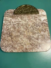 Marble Brass Cutting Board Cheese charcuterie 7" Square Footed rose leaf  Pink