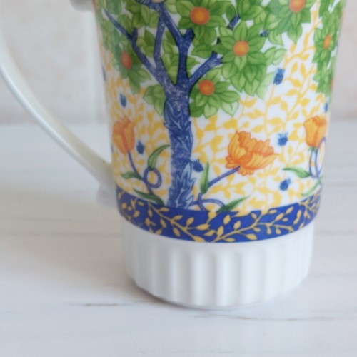 Crown Trent Tapestry Mug Fine Bone China H 11cm Birds Orange Tree Colourful #2 - Picture 10 of 20