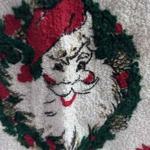 Vintage Mid Century Weihnachten Handarbeit Halbschürze Kanonentuch Weihnachtsmann rotes Band - Bild 4 von 19