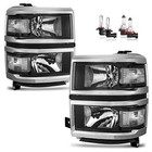 Headlights For 2014-2015 Chevy Silverado 1500 Headlamps w/bulbs Left+Right Pair