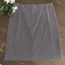 ARMANI COLLEZIONI Black Micro dots Mini Pencil Skirt Wool Silk Blend New sz 14