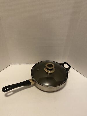 Master Chef 3 Quart 10''Fry Saute Pan With Glass Lid Handles Hang Loop