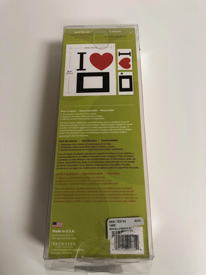 Wall Pops! Wall Words Safe For Walls I Love Photo Frame Peel Stick Move - Изображение 3 из 4