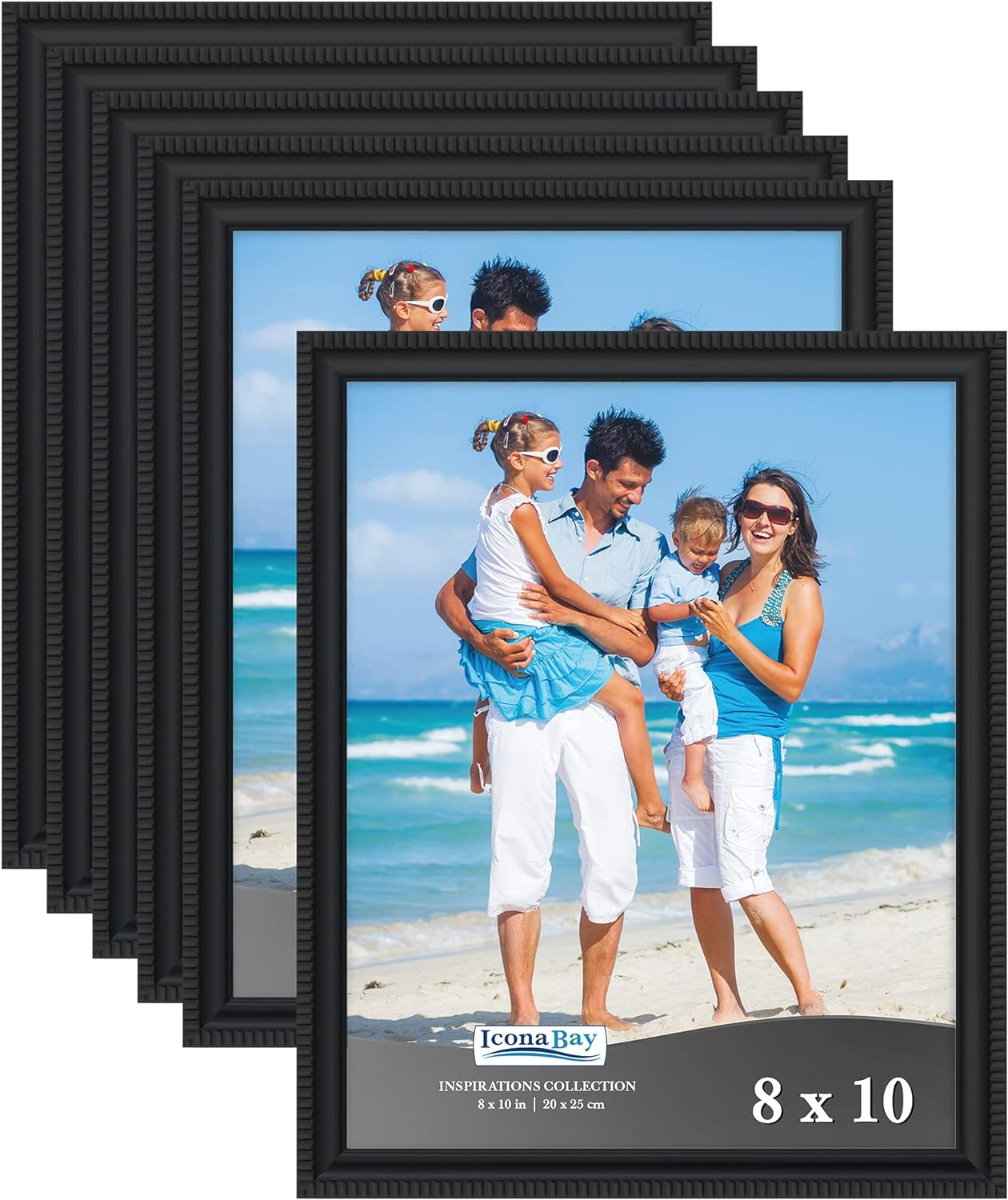 8X10 Picture Frames (Black, 6 Pack), Beautifully Detailed Molding, Contempora...-image