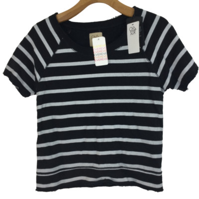 Chaser Womens Linen French Terry Raw Hem Short Sleeve Sweatshirt T Shirt S NWT