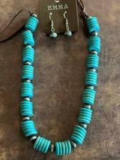 Turquoise Flat Bead Necklace Set