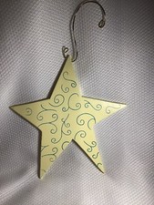 Whimsical Yellow Wooden Star Decor With Hanger