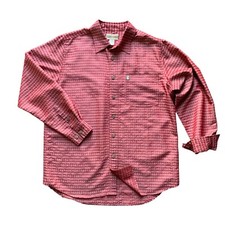 Original Island Sport Men's L Hawaiian Button Front Shirt Long Sleeve Red 80L