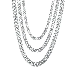  Stainless Steel  24 Inch 3 mm Cuban Neck Chain Necklace
