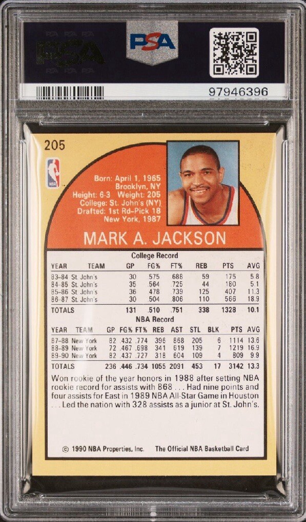【５】cross of cards 90 Hoops Mark Jackson PSA 8 TOUGH GRADE!! Menendez Brothers