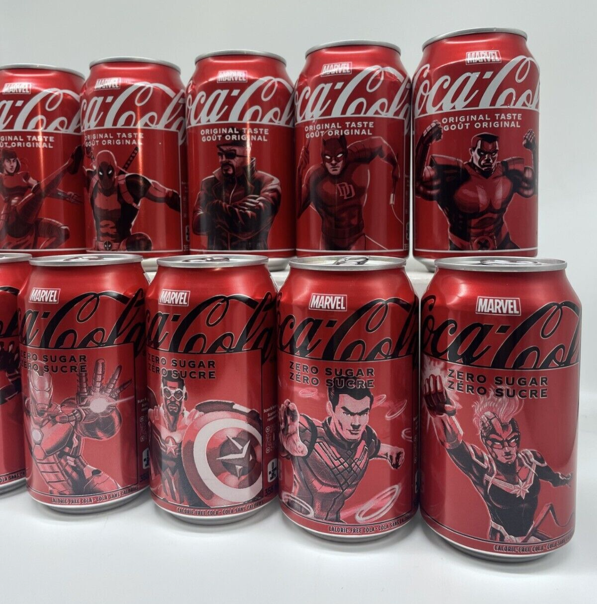 2024 Coca-Cola COMPLETE SET of 12 Empty Can Marvel Limited