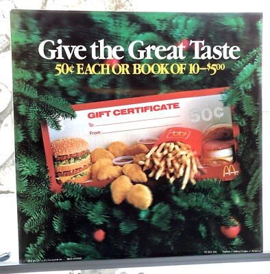 MCDONALD'S TRANSLITE SIGN 80s 1984 21 x 21  Gift Card Christmas Nuggets Big Mac
