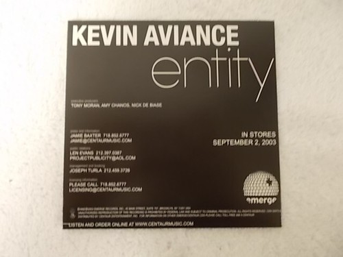 Kevin Aviance Entity 2003 Promotional Music Compact Disc CD - Picture 2 of 3