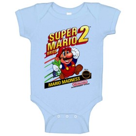 Super Mario Bros 2 Retro Nes Box Art Baby One Piece