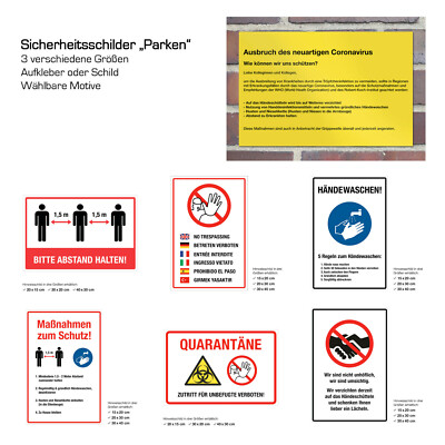 WANDKINGS Hinweisschild ''Hygiene'' versch. Motive Sicherheit Virus Warnung
