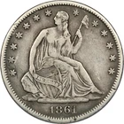 1861-S Seated Liberty Half Dollar 50C, Very Fine VF