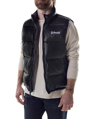 AUTHENTIC Schott NYC Nylon Down Filled Vest BLACK
