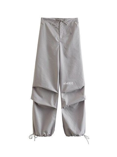 Women Fashion Parachute Cargo Pants Vintage Jogging Trousers High Elastic Waist - Picture 10 of 33