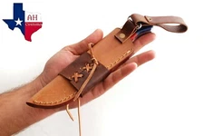 CUSTOM HAND MADE PURE LEATHER SHEATH FOR FIXED BLADE KNIFE AH 