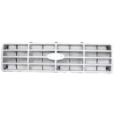 Grille For 82-86 Ford F-150 F-250 Silver Shell w/ Black Insert Plastic