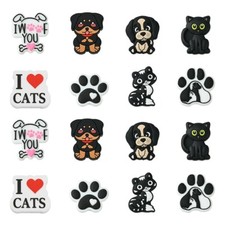 16x Dog Cat Silicone Bead Animal Focal Paw Print Flatback for Pen Jewelry Making