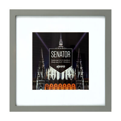 Kenro Senator grauer Bilderrahmen mit weißem Passepartout Holz 6x4'' - 50x70cm